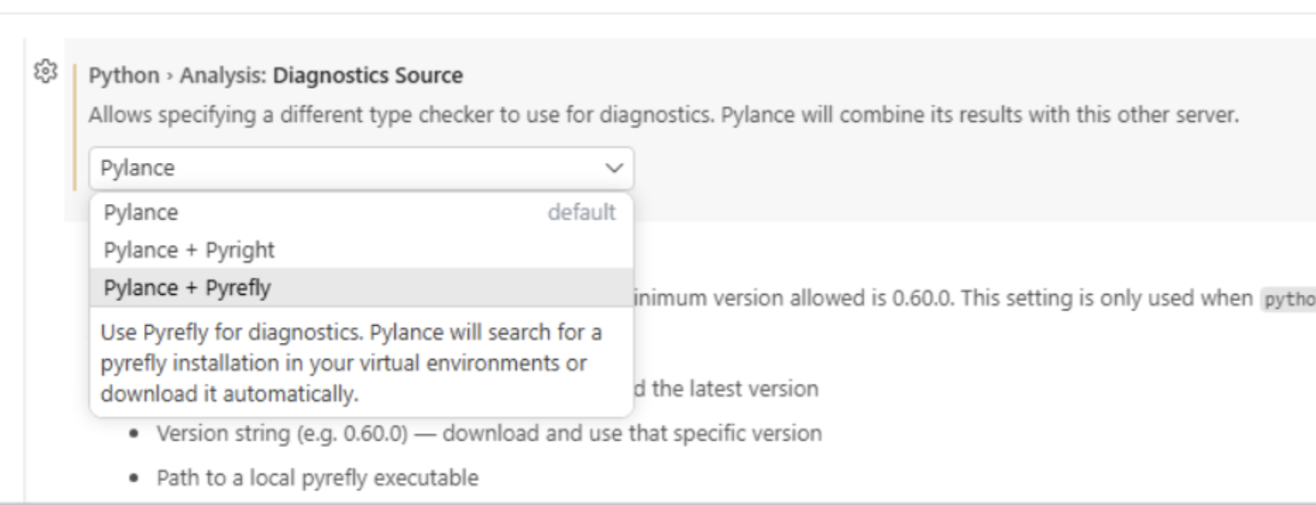The Diagnostics Source setting in VS Code